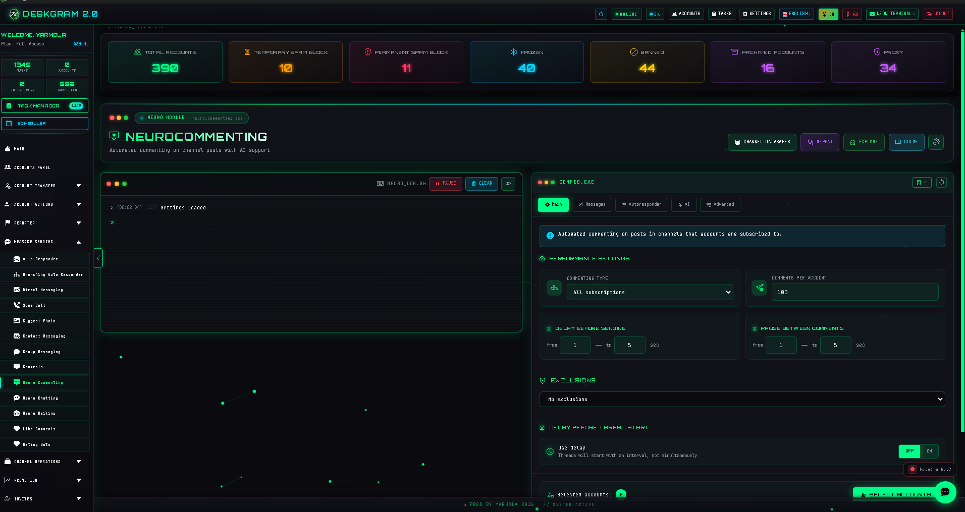 Neuro Commenting main screen