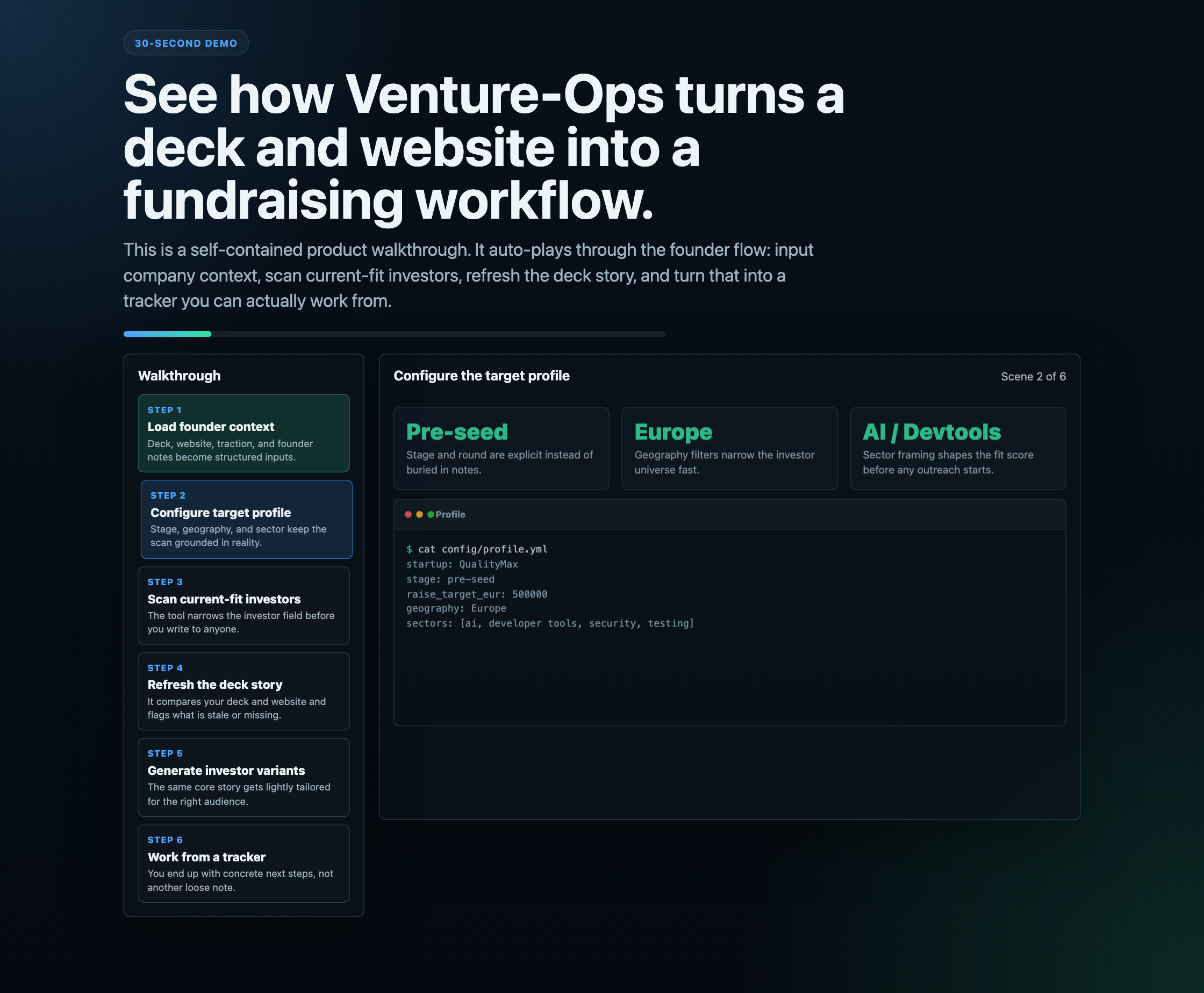 Demo step 2: target profile