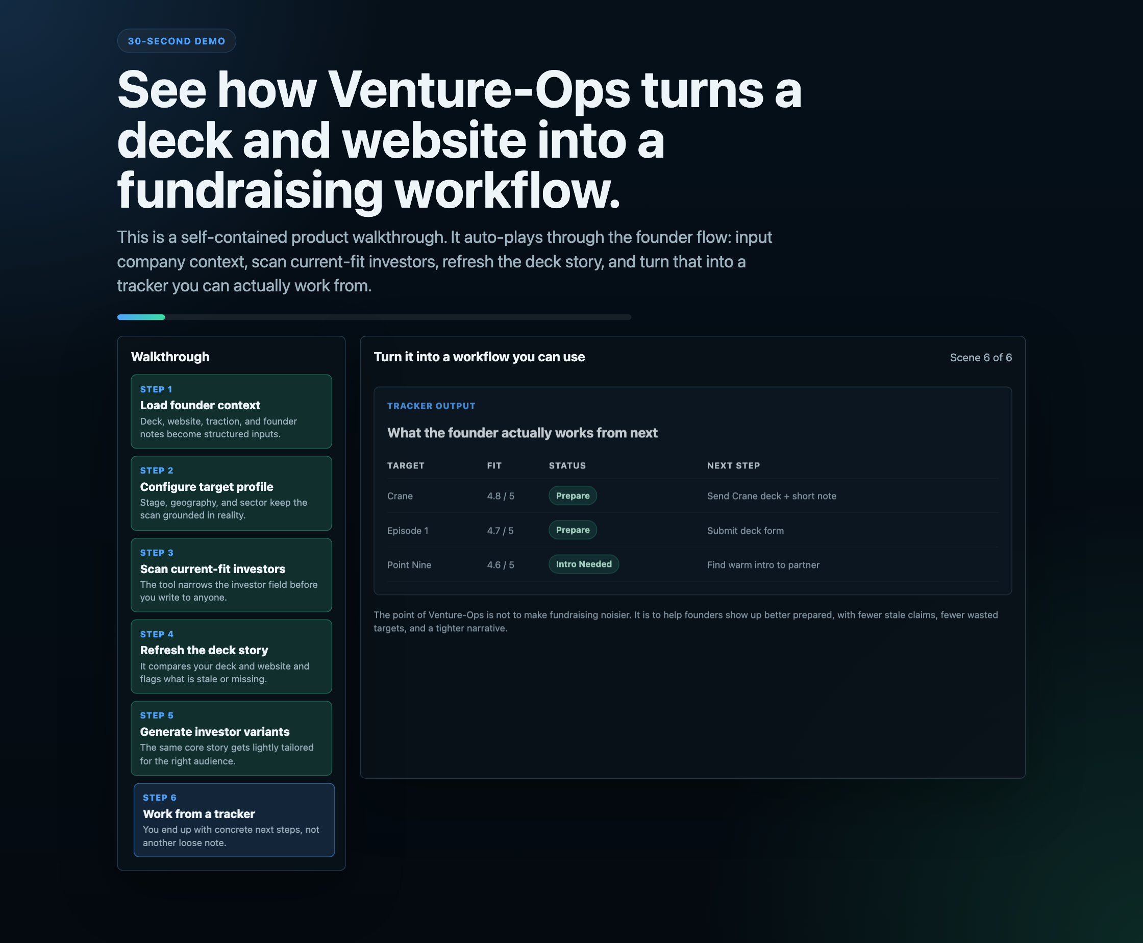 Demo step 6: tracker workflow