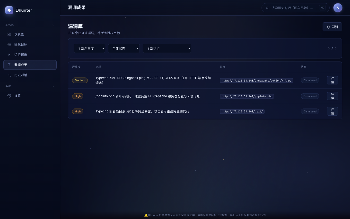 漏洞成果列表