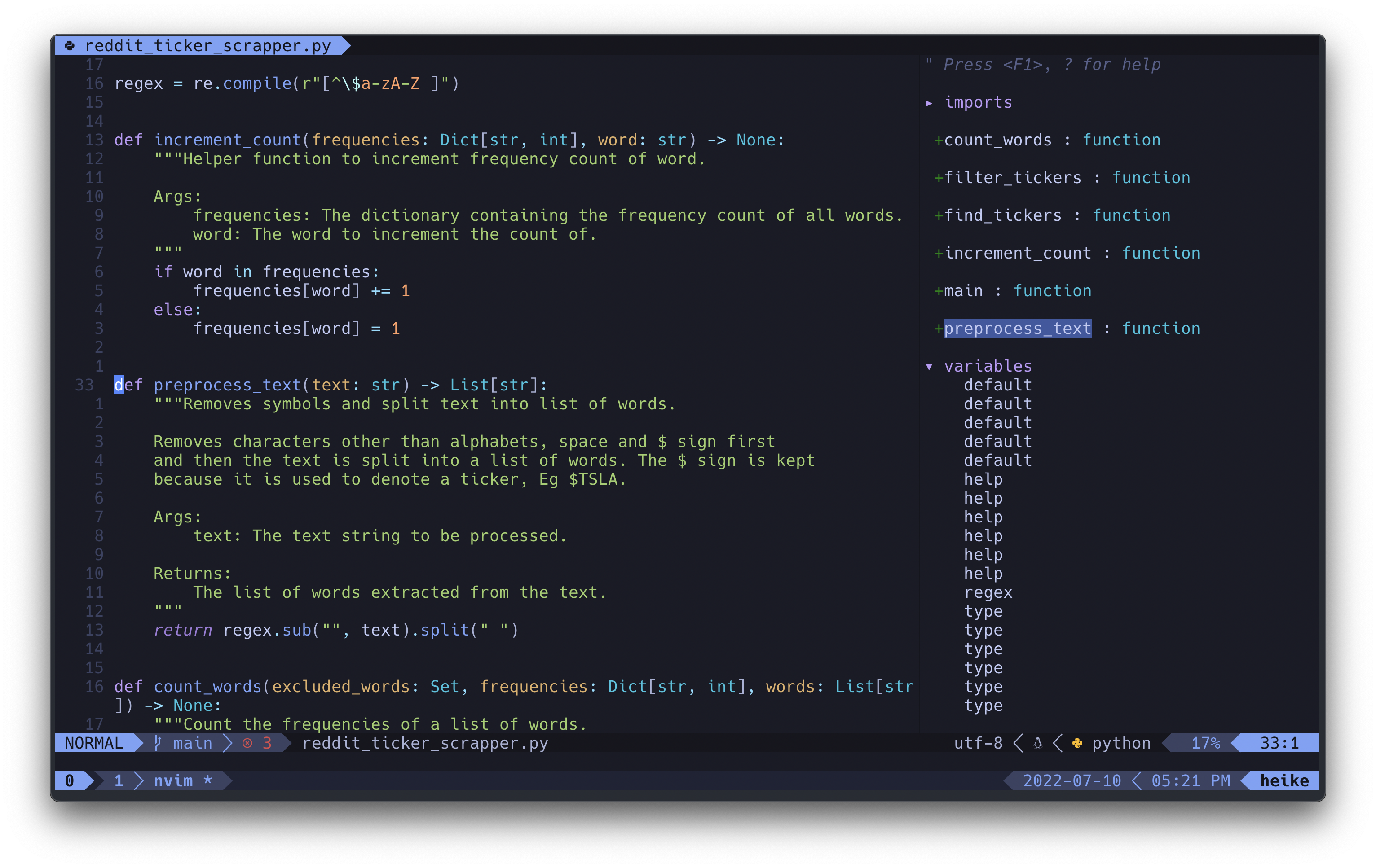 vim screenshot