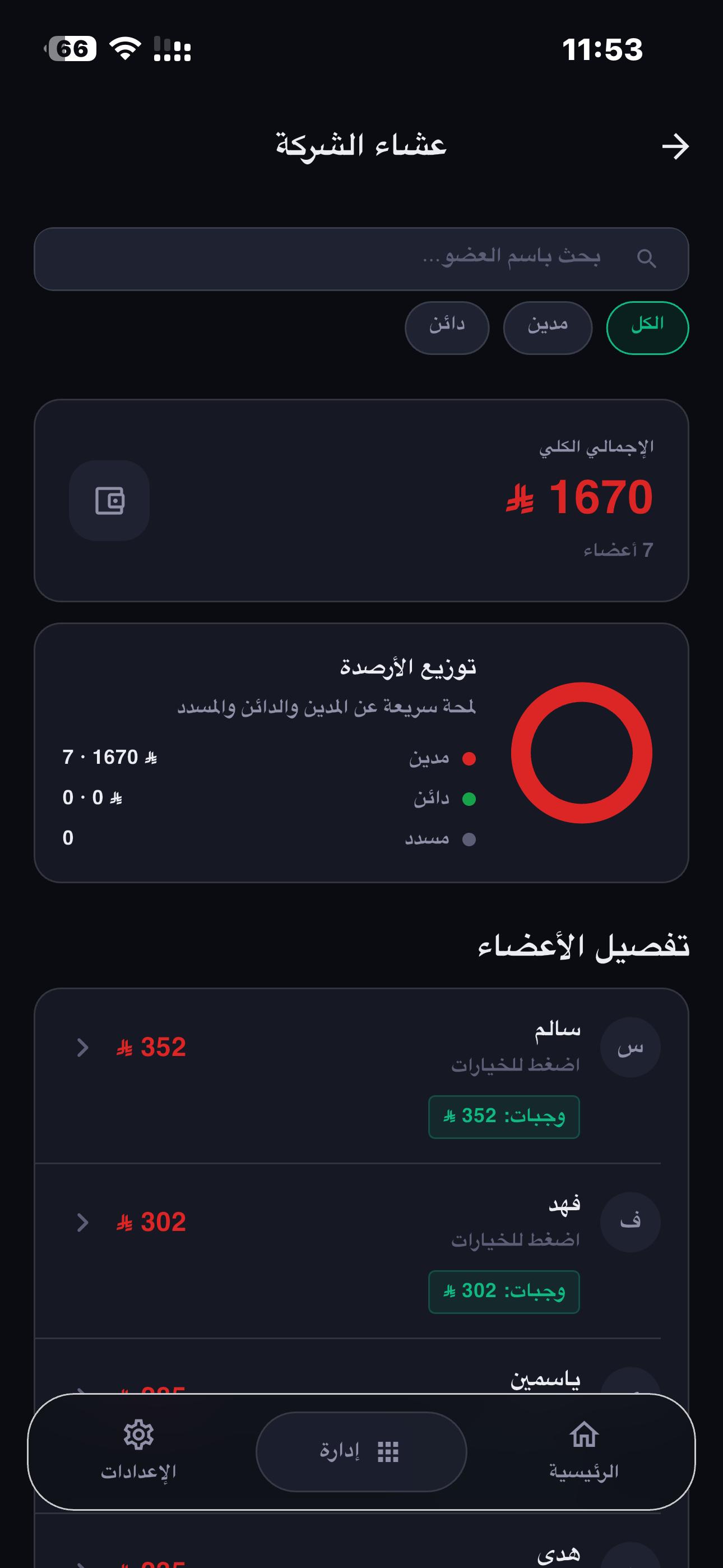 الأرصدة والمديونيات