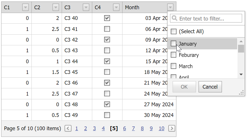 Filter Dates by Month