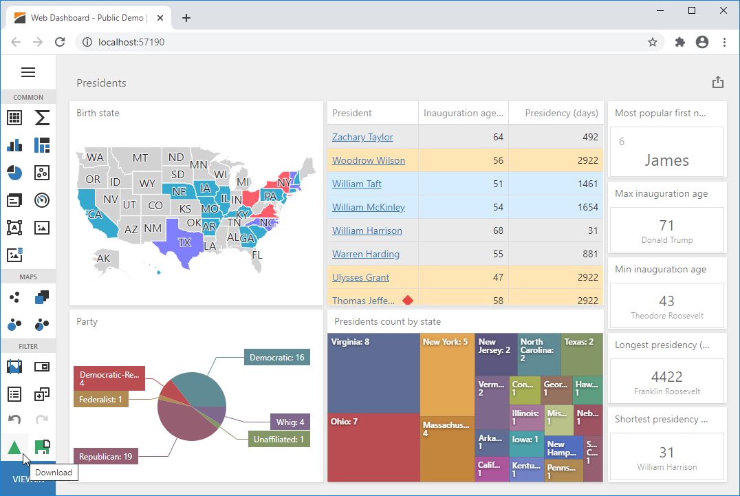 devexpress dashboard