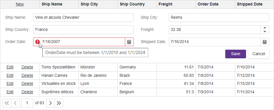 Bind the Grid to an Instant Feedback Data Source