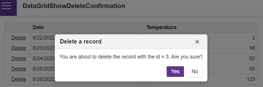 Display a custom confirmation dialog before deleting a grid record