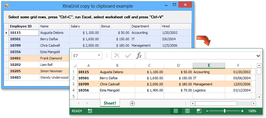 Copy selected cell values to the clipboard using Excel Export API in BIFF8 format