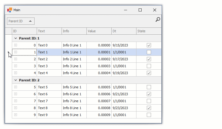 WinForms Data Grid - Move selected rows between groups using drag and drop