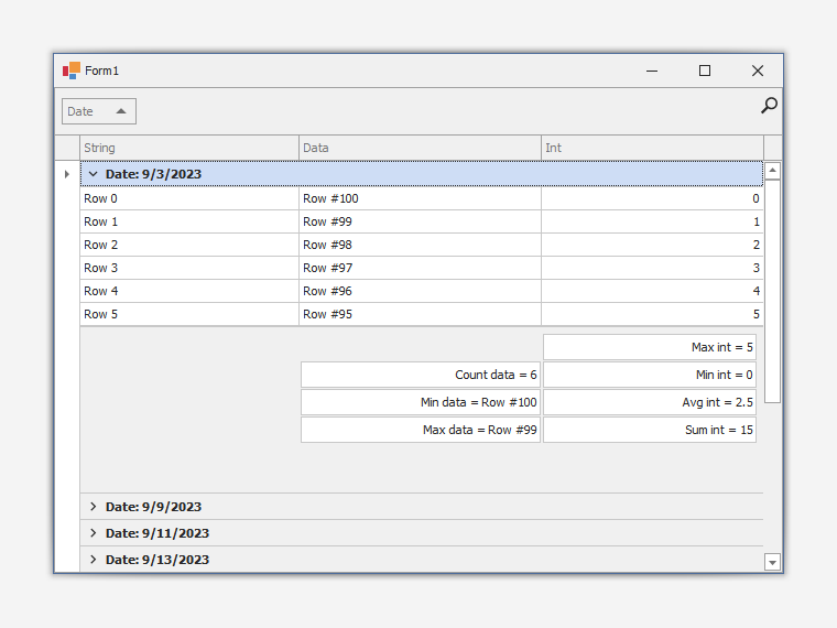 WinForms Data Grid - Display multiple group summaries within a group footer cell