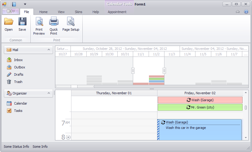 WinForms Scheduler - A sample application with the Range Control