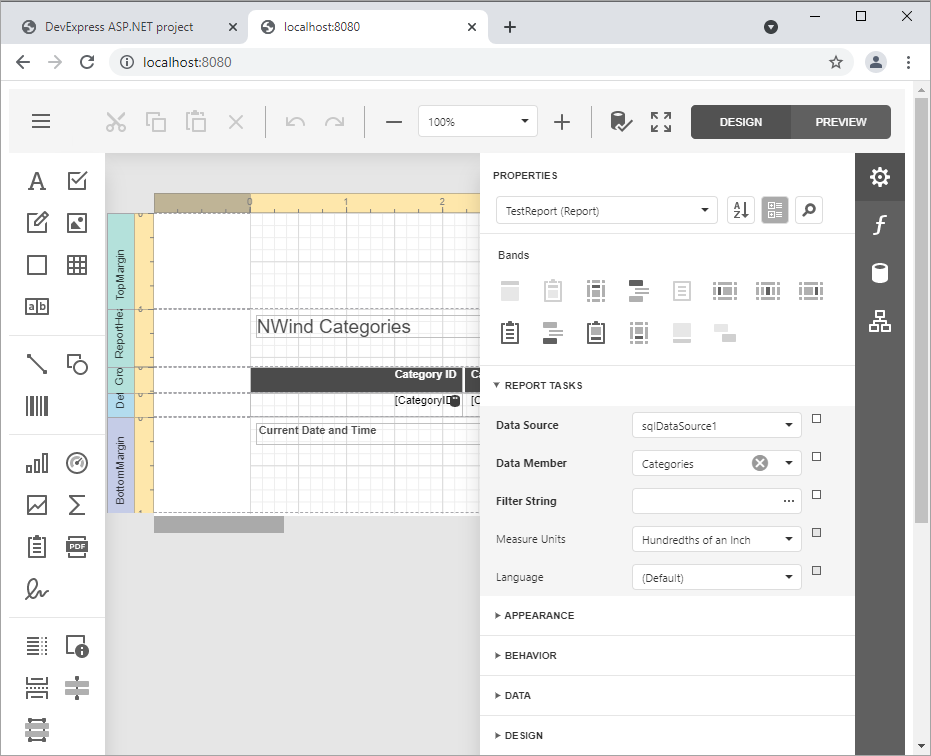 JavaScript Report Designer Integration