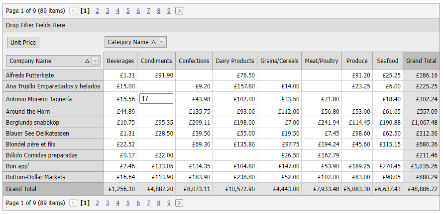 Pivot Grid for Web Forms - Editable Pivot Grid