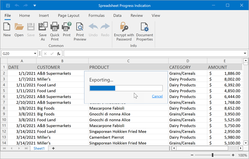 Spreadsheet - Custom Progress Indicator