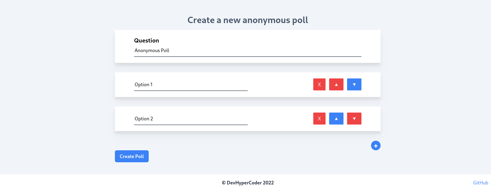 Anonpoll Creating a new poll