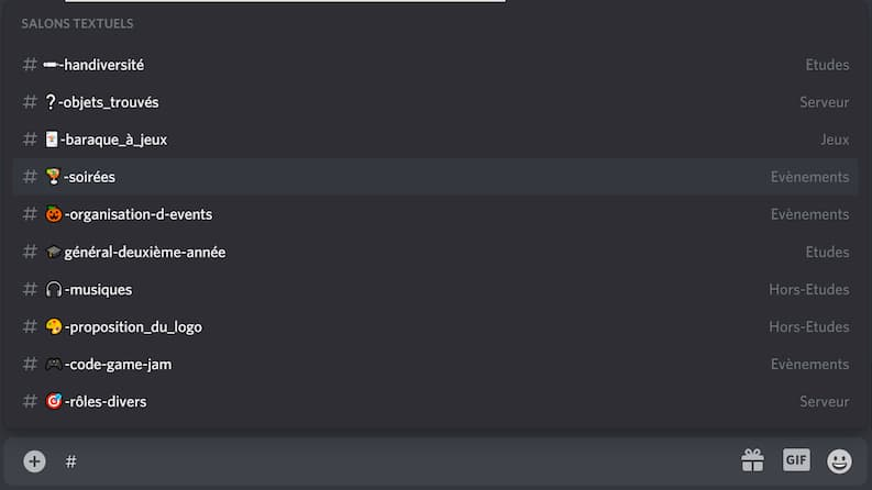 écrivez le symbole `#` dans l'un des channels du serveur récupérer directement le nom d'un channel