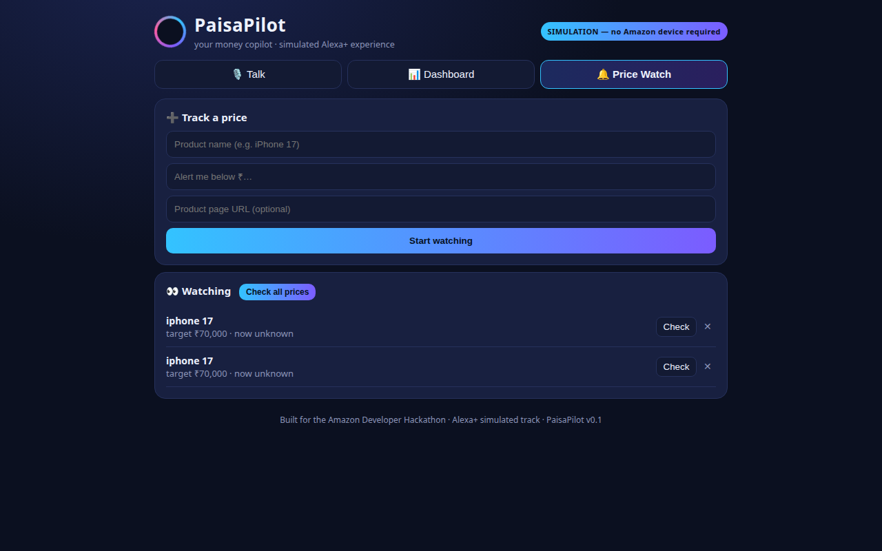 Deal Watch tab tracking a price drop