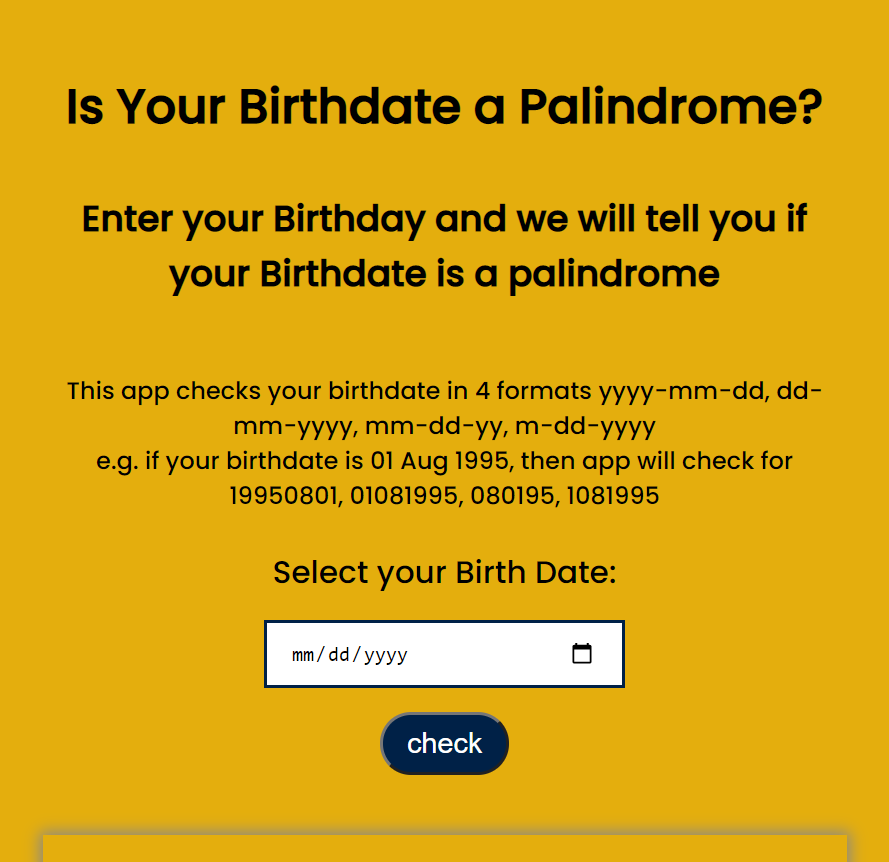 Birthdate Palindrome Checker