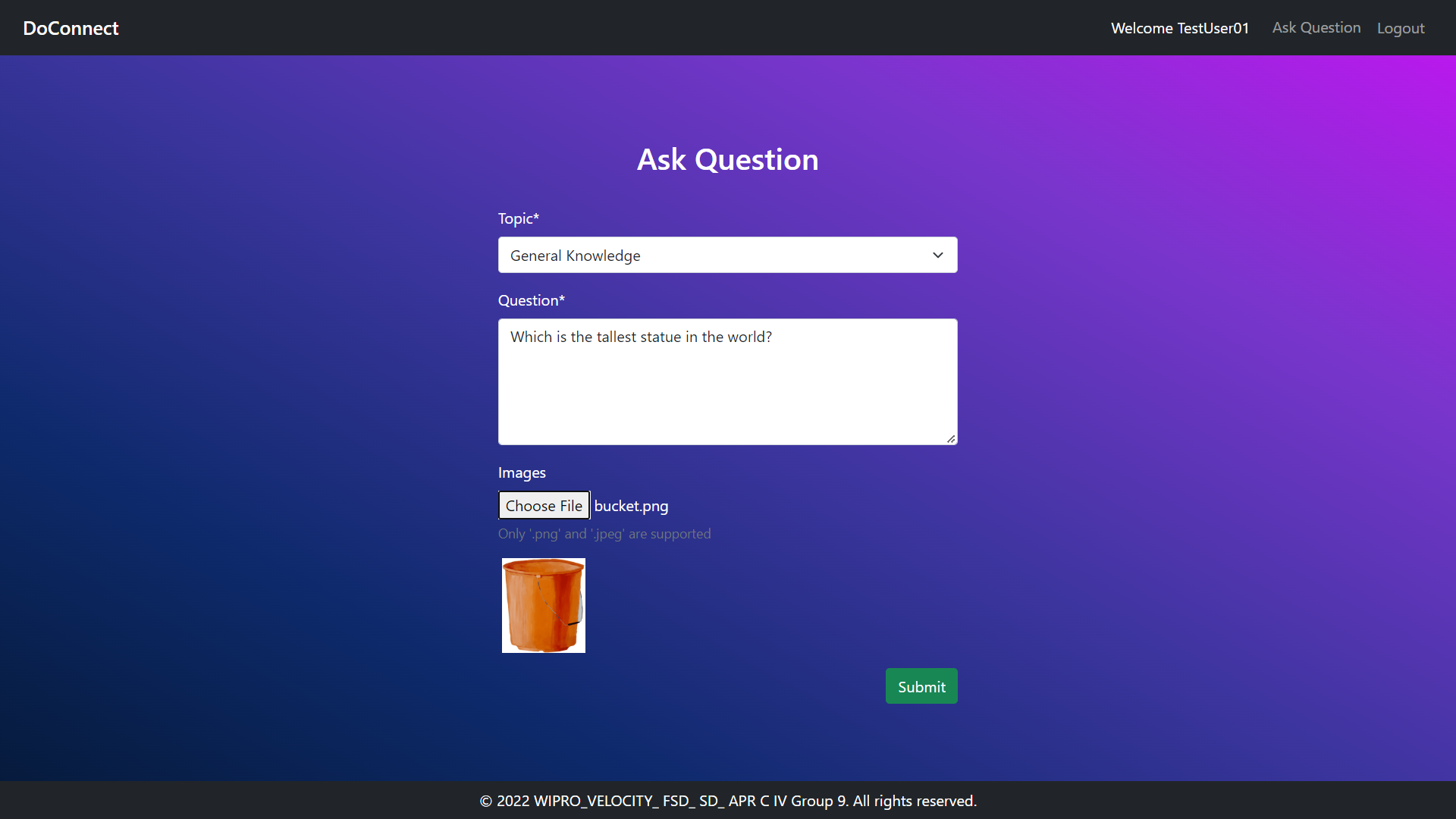 Ask Question Page with data updated