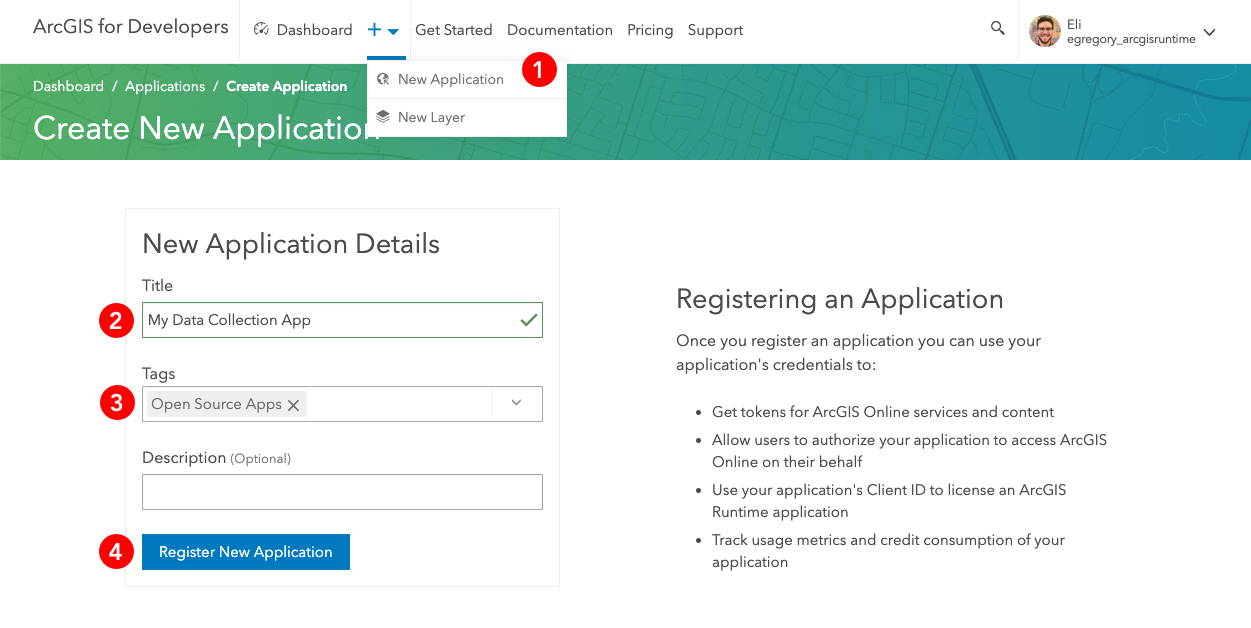 Register ArcGIS Application