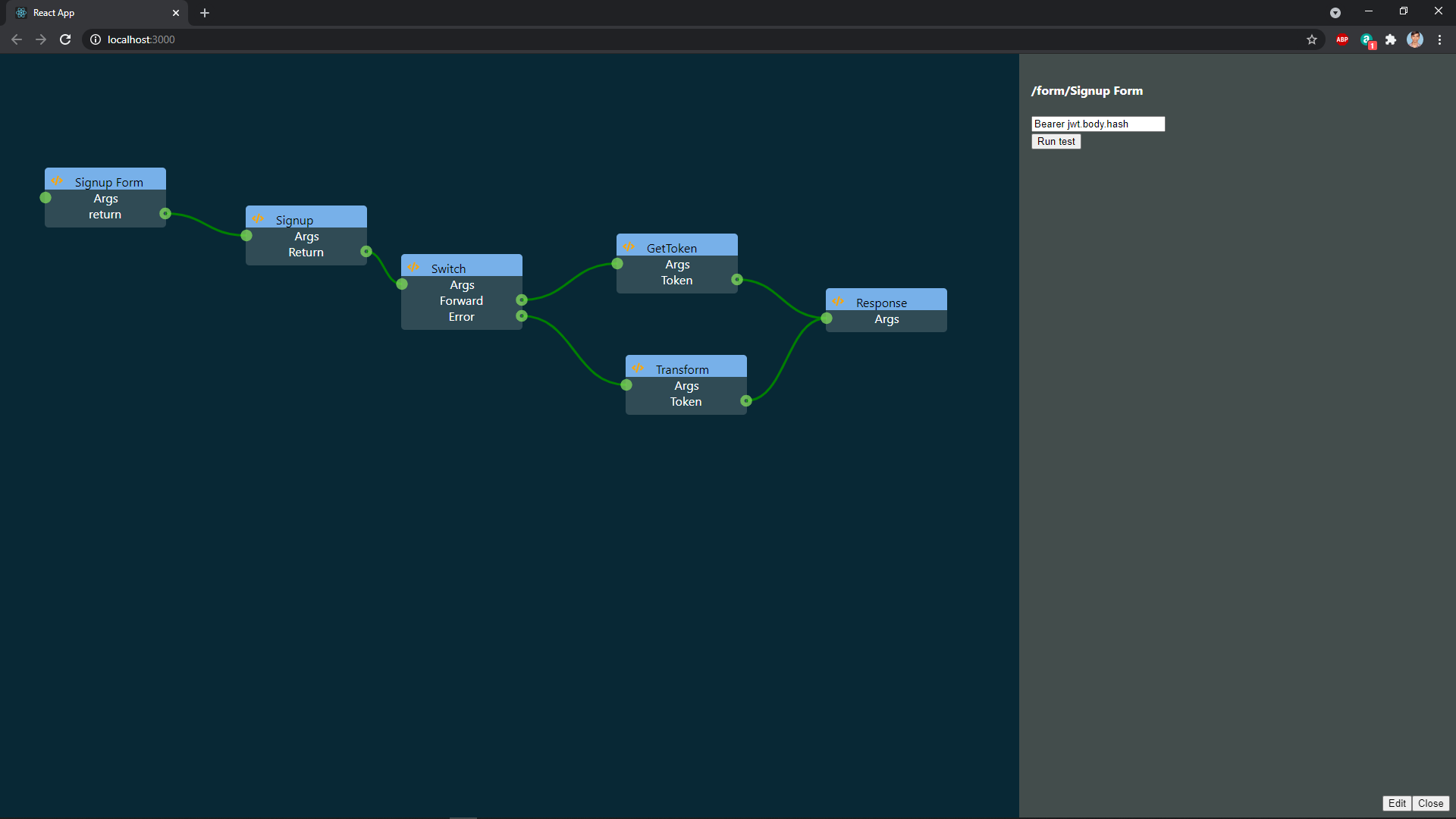 Service Editor and test endpoint