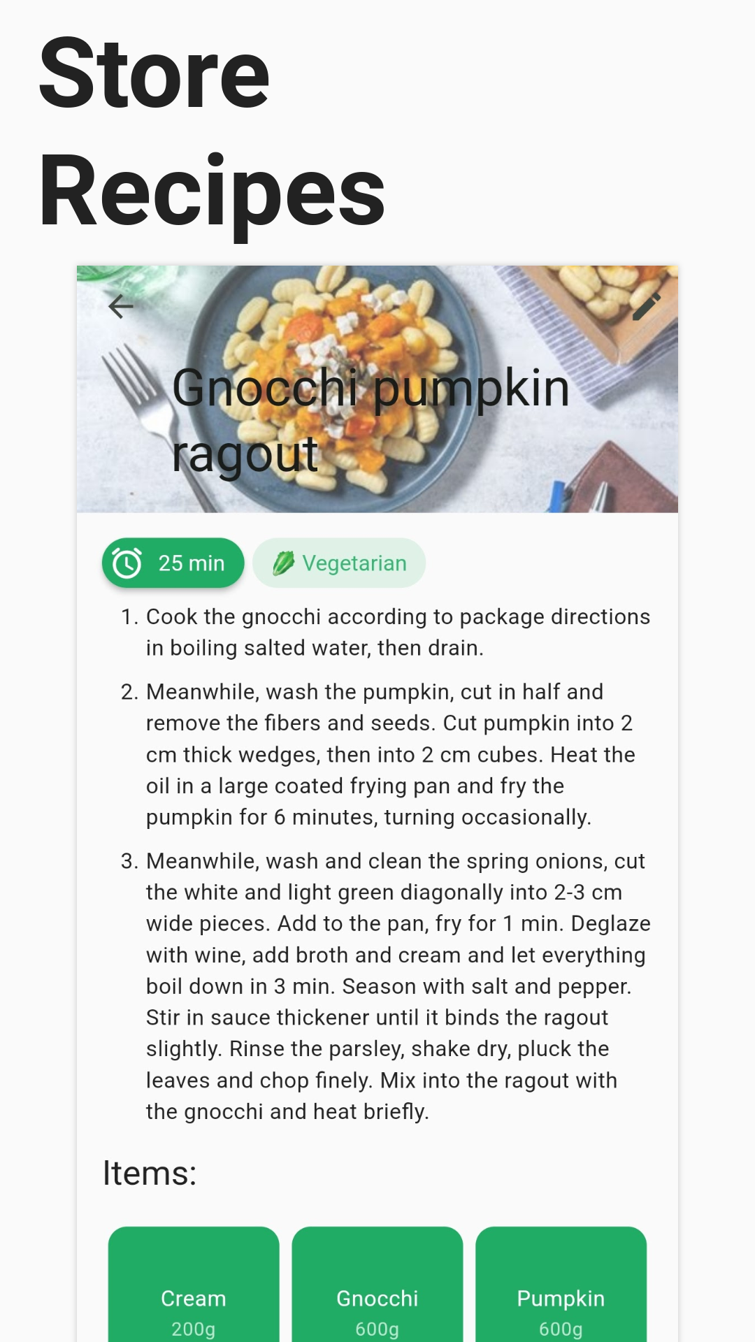 Recipe page