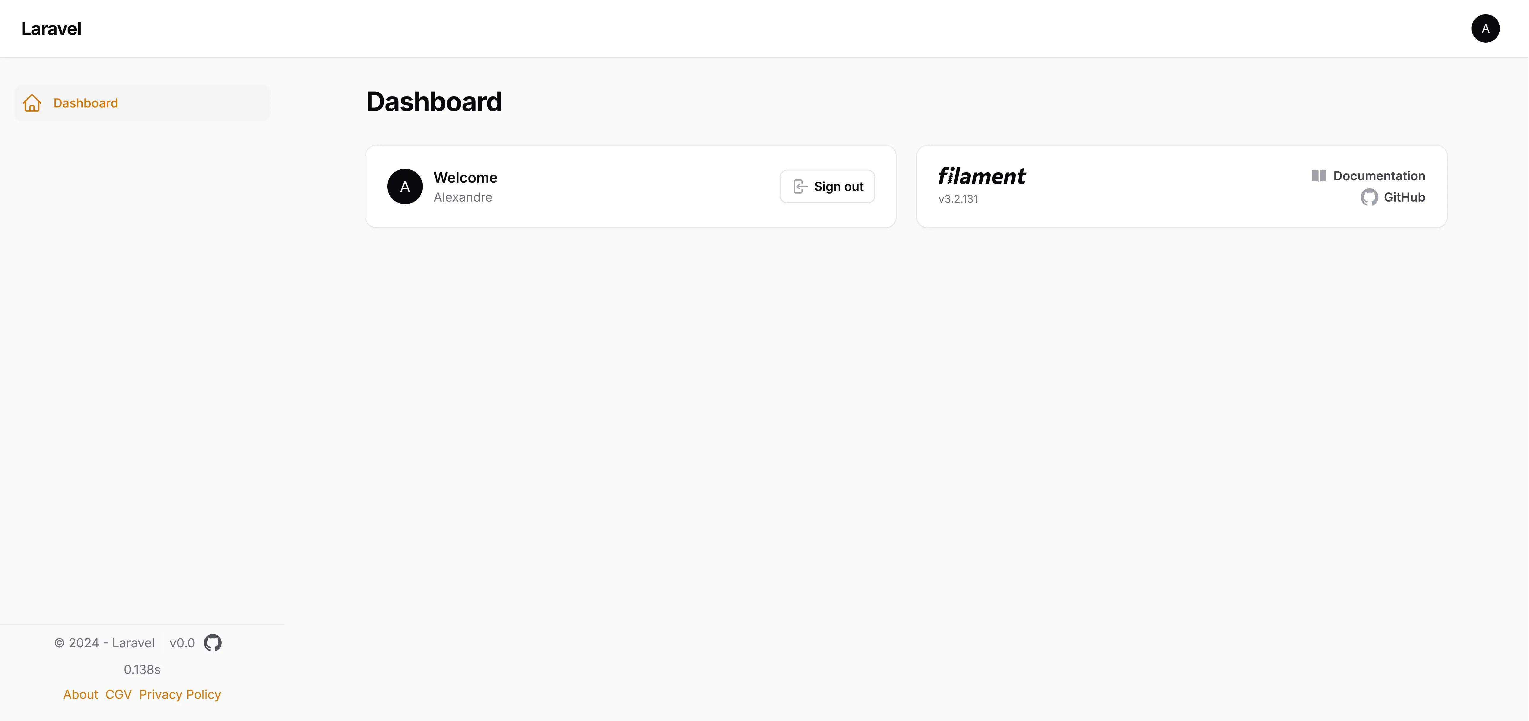 Filament Easy Footer sidebar footer position