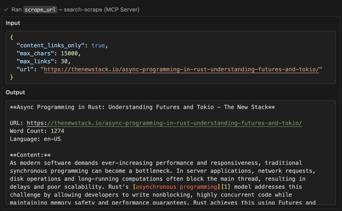 Scrape URL Tool Screenshot
