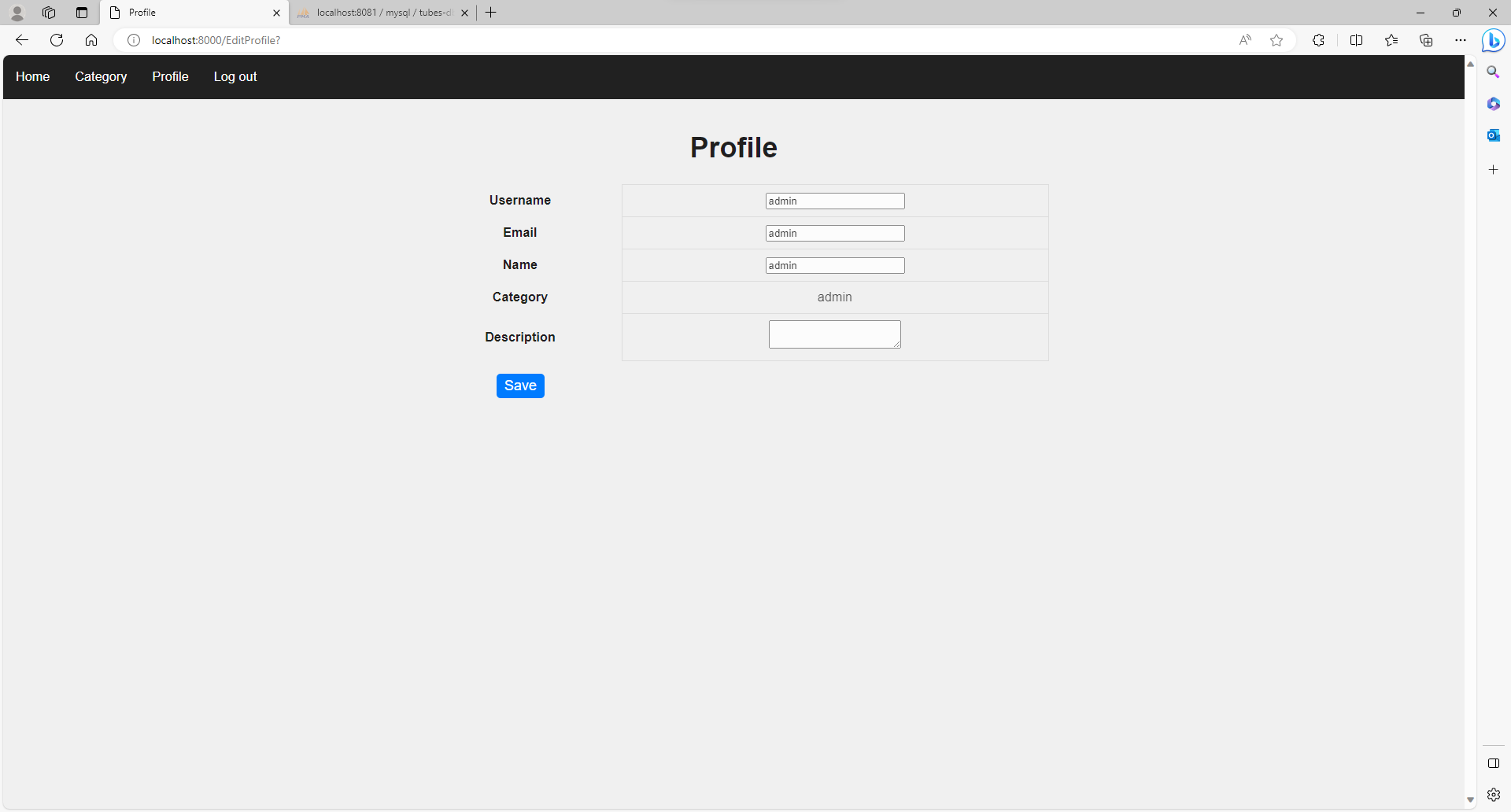 Edit Profile Page