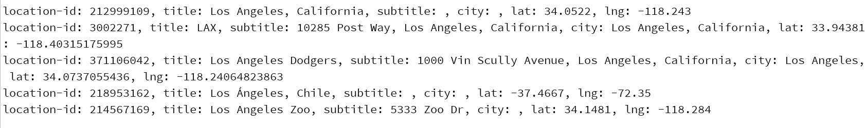 los angeles search location