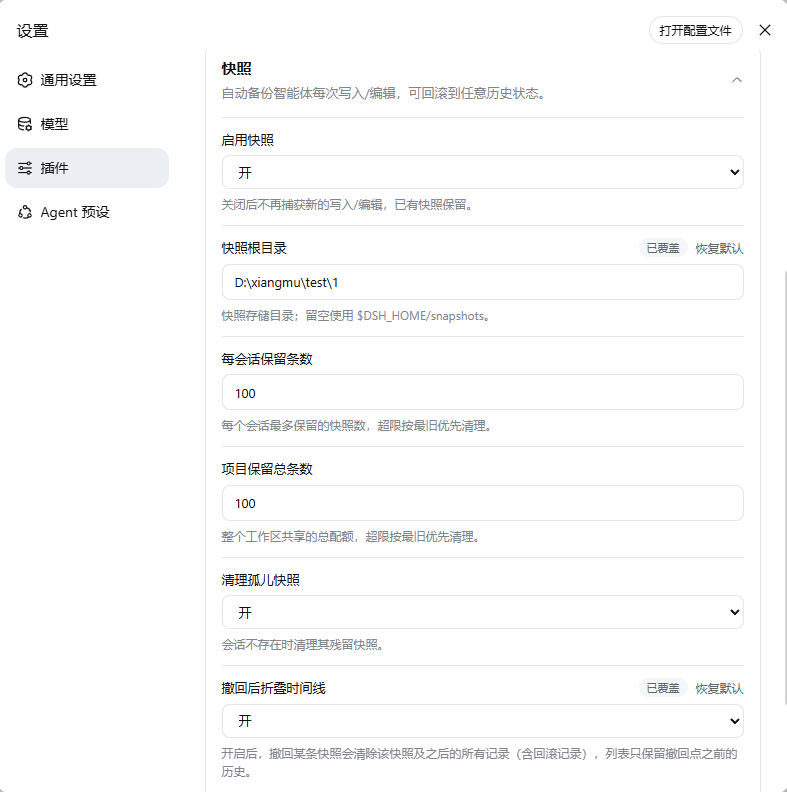 插件设置页