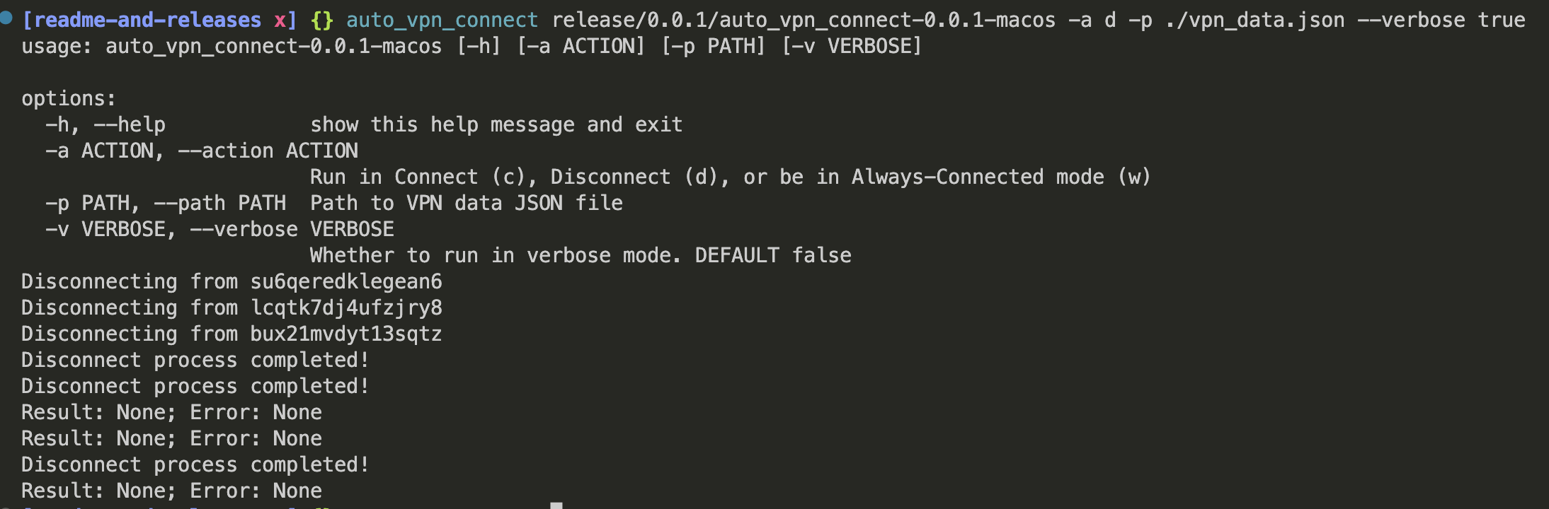 Disconnect with CLI in Verbose Mode