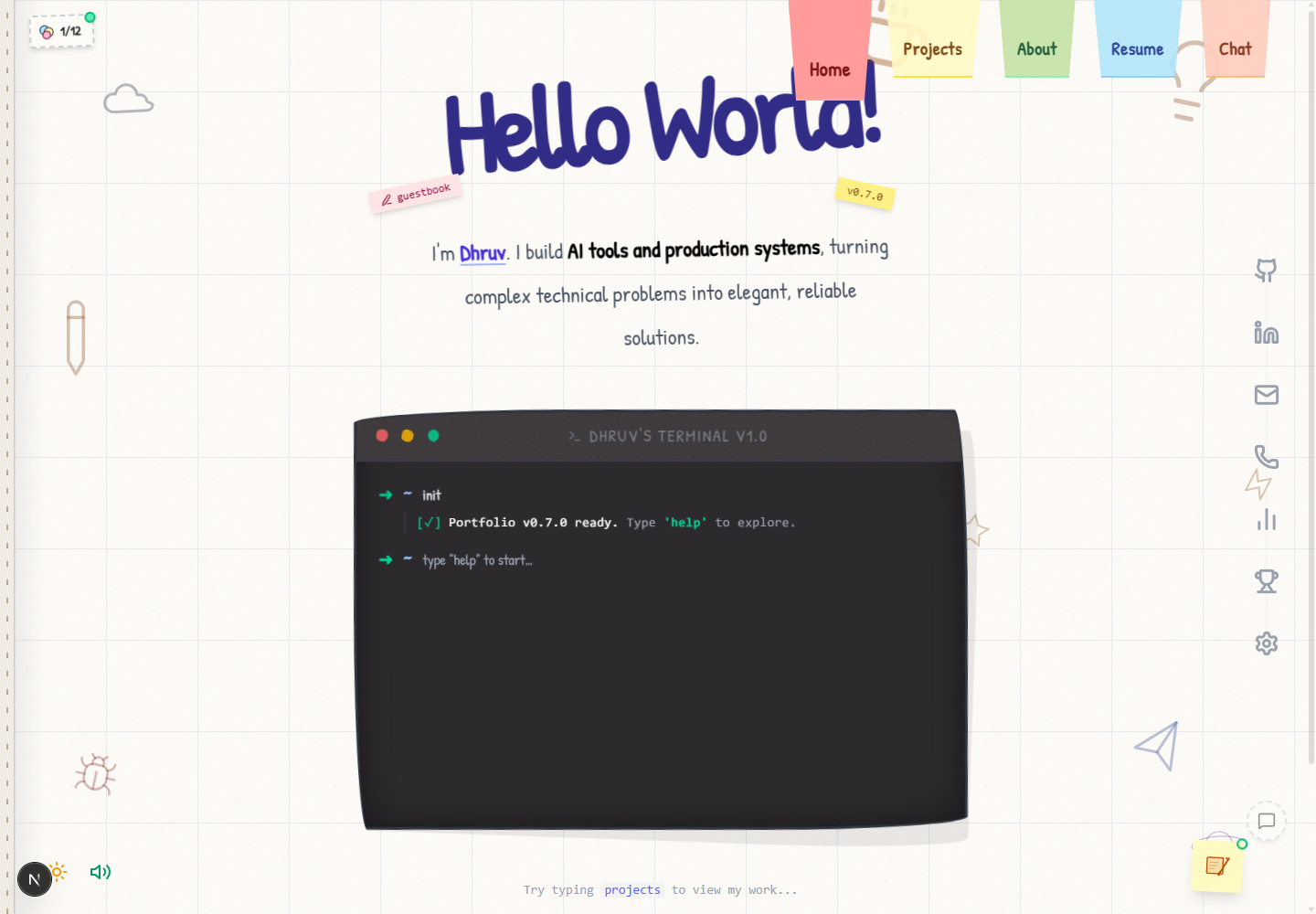 Sketchbook home and terminal