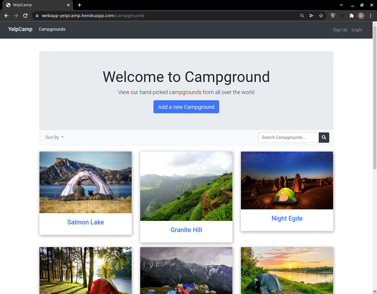 GitHub - Dhruv-praju/YelpCamp: Fully functional CRUD web application ...