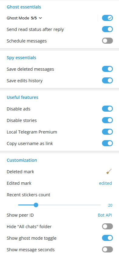 AyuGram Preferences