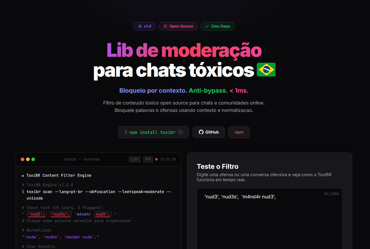 Implementaçao web do ToxiBr