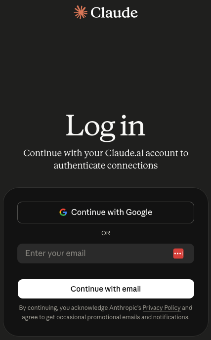 Claude.ai login page