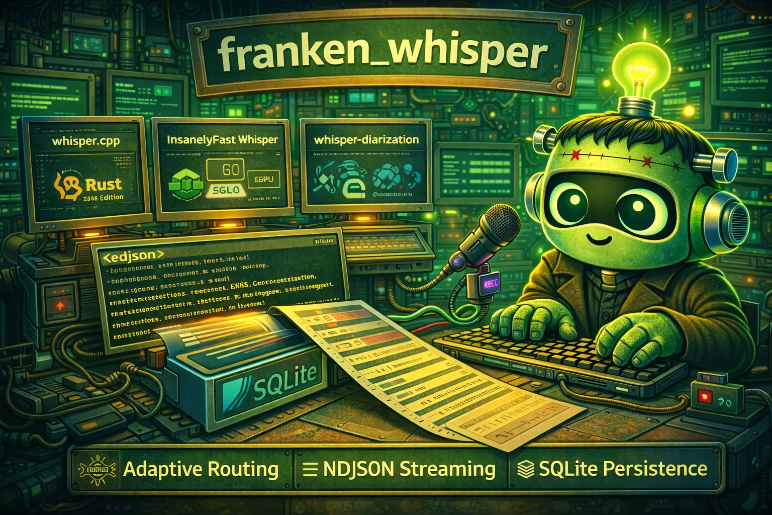 franken_whisper — agent-first Rust ASR orchestration stack