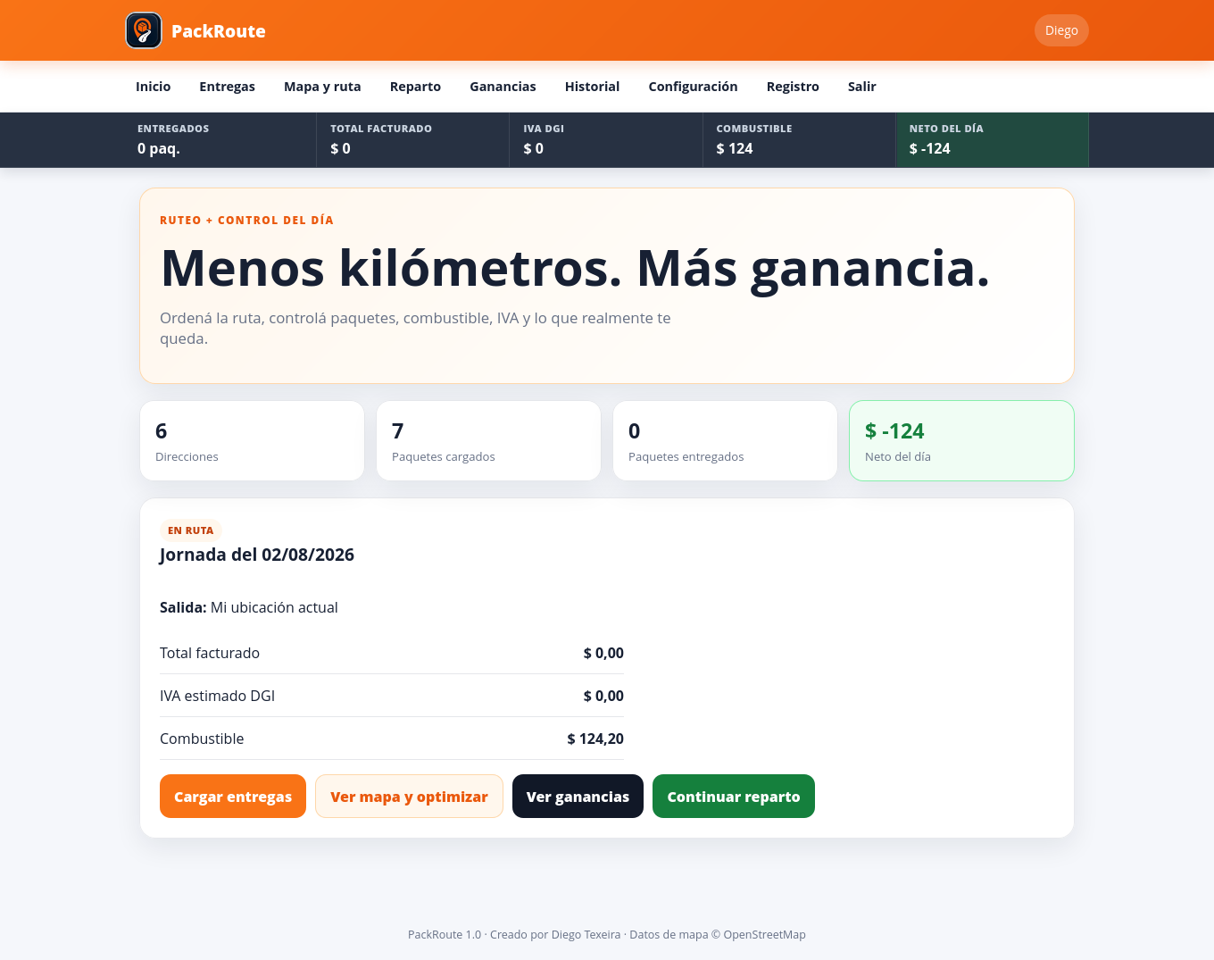 Aplicación web PackRoute