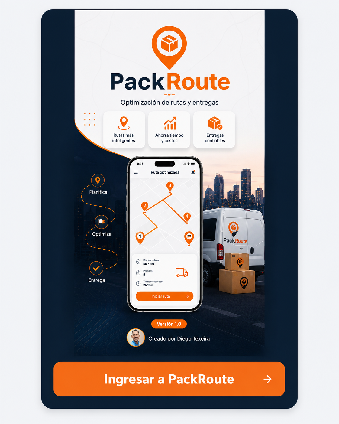Aplicación web PackRoute para gestión de reparto y logística