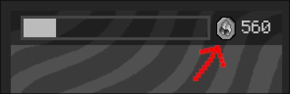 Arrow pointing coin on top bar