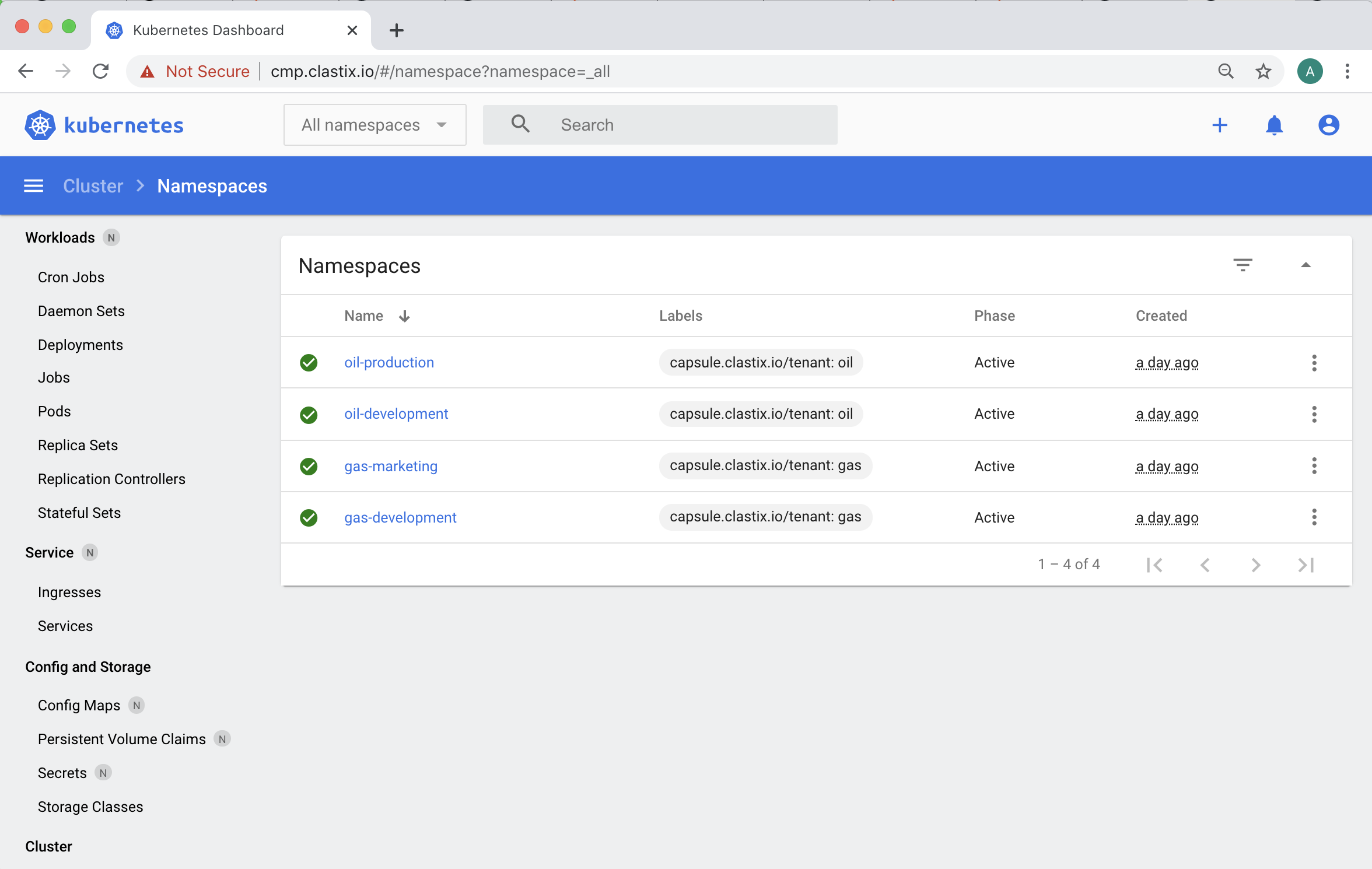 Kubernetes dashboard