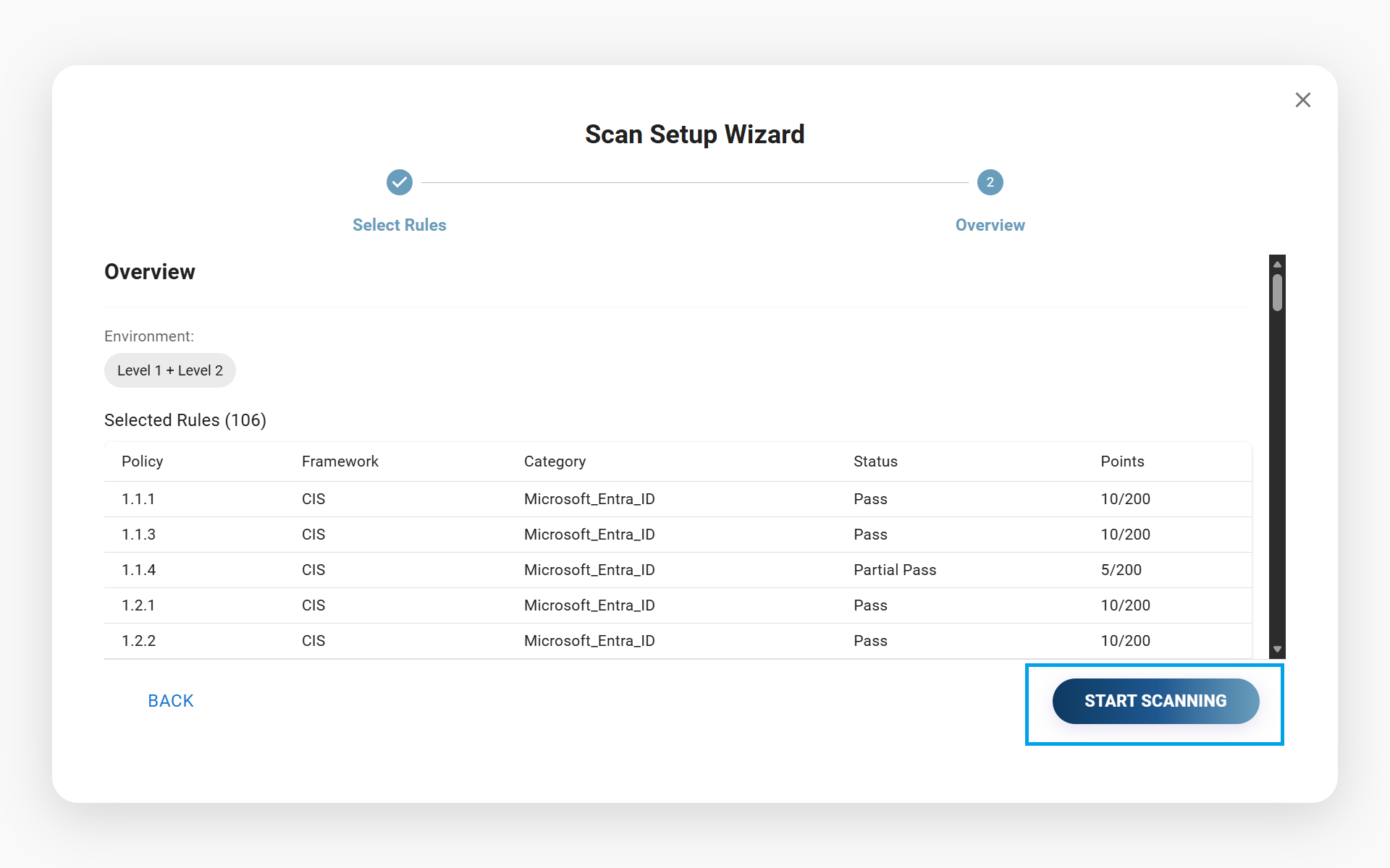 Review and start scanning