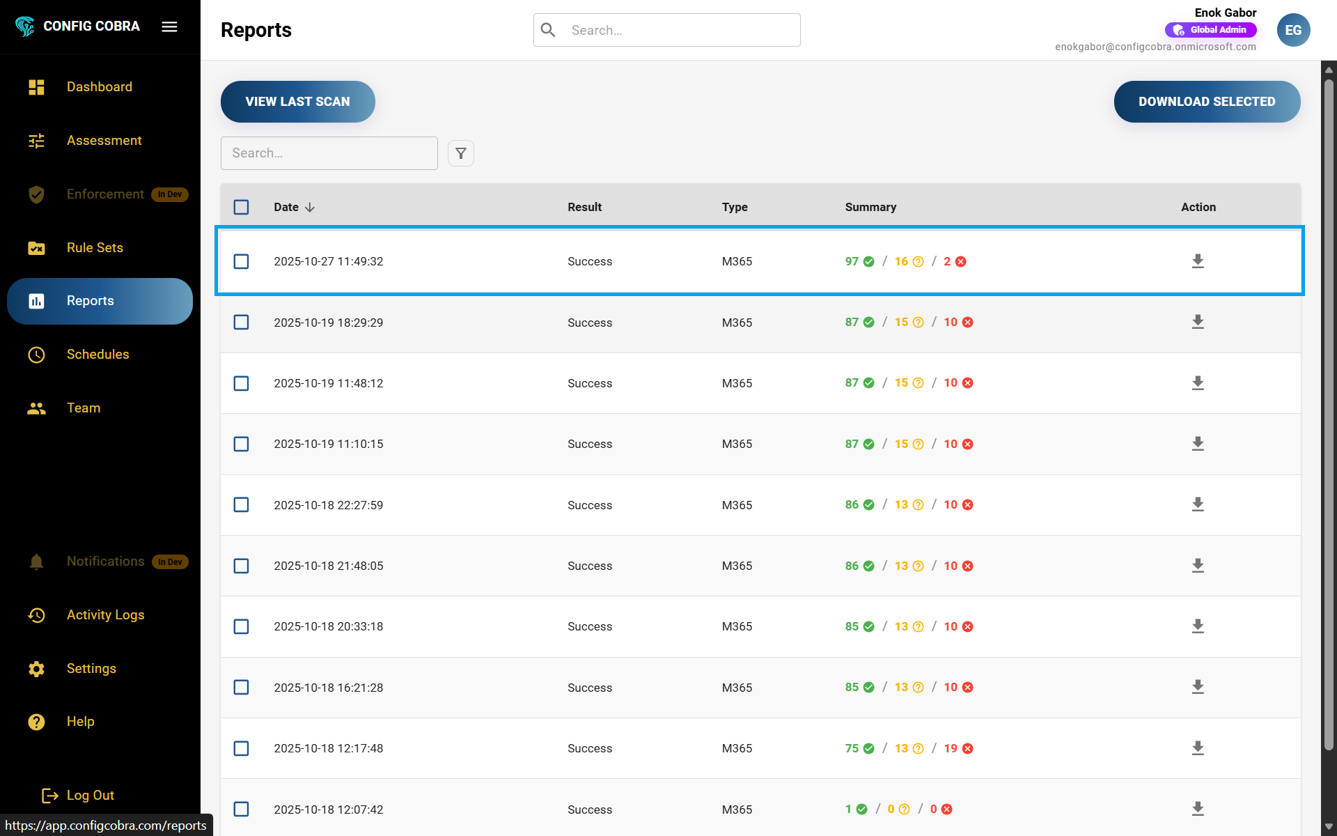 Navigate to Reports page