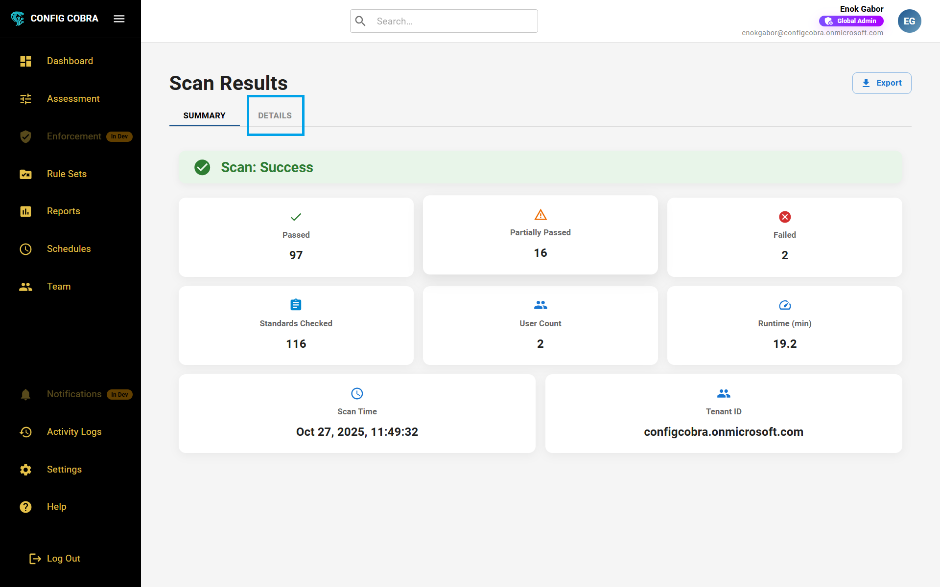 View assessment outcomes