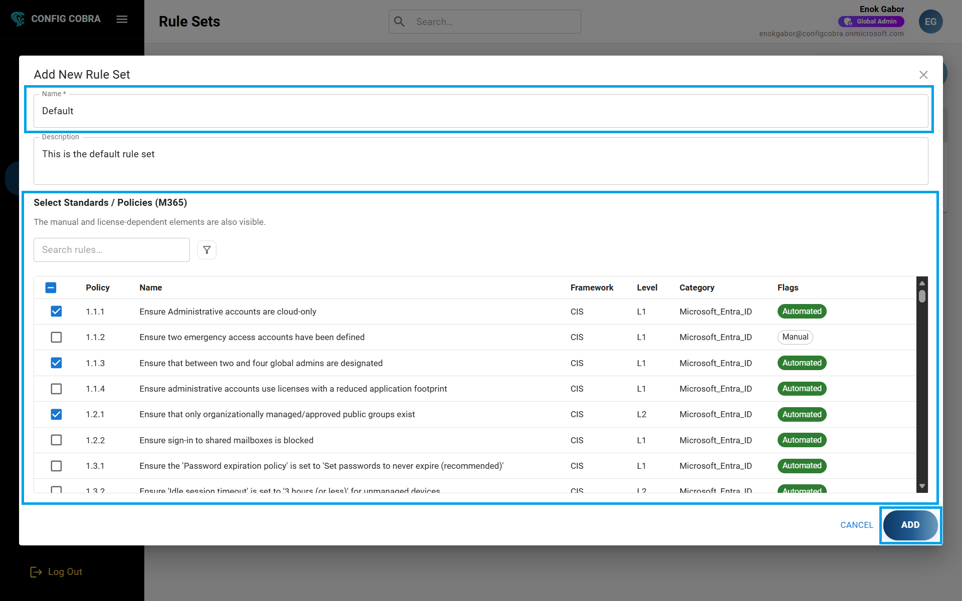 Create a new rule set