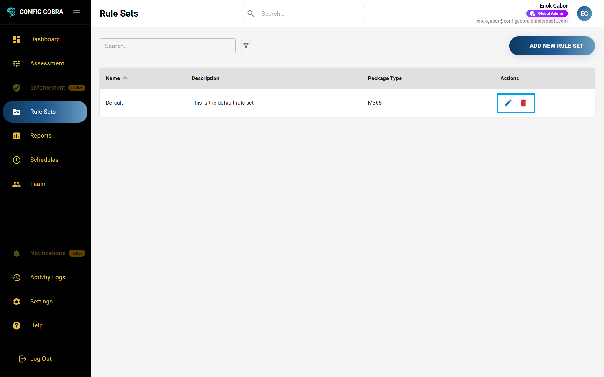 Edit an existing rule set