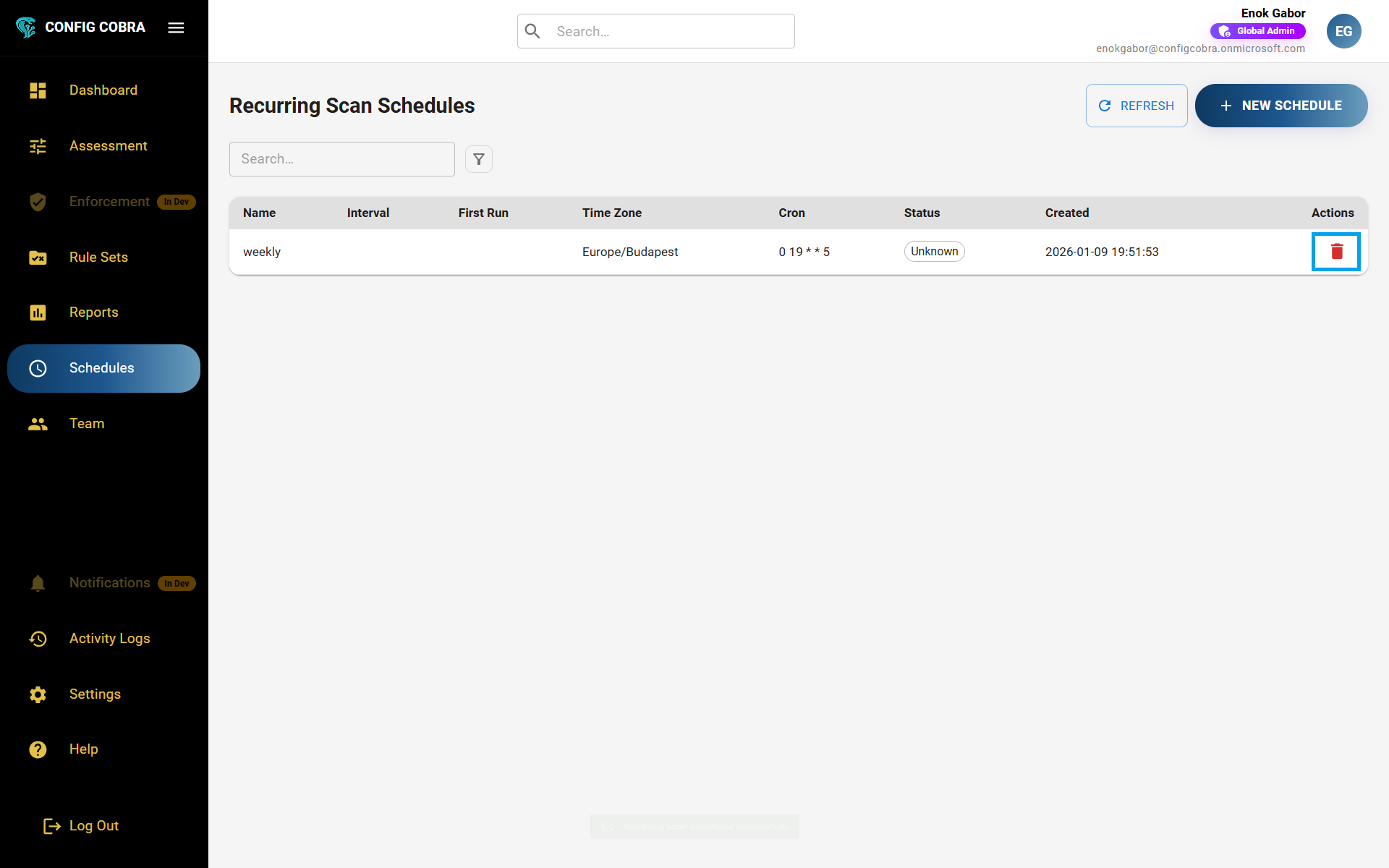 Edit an existing schedule