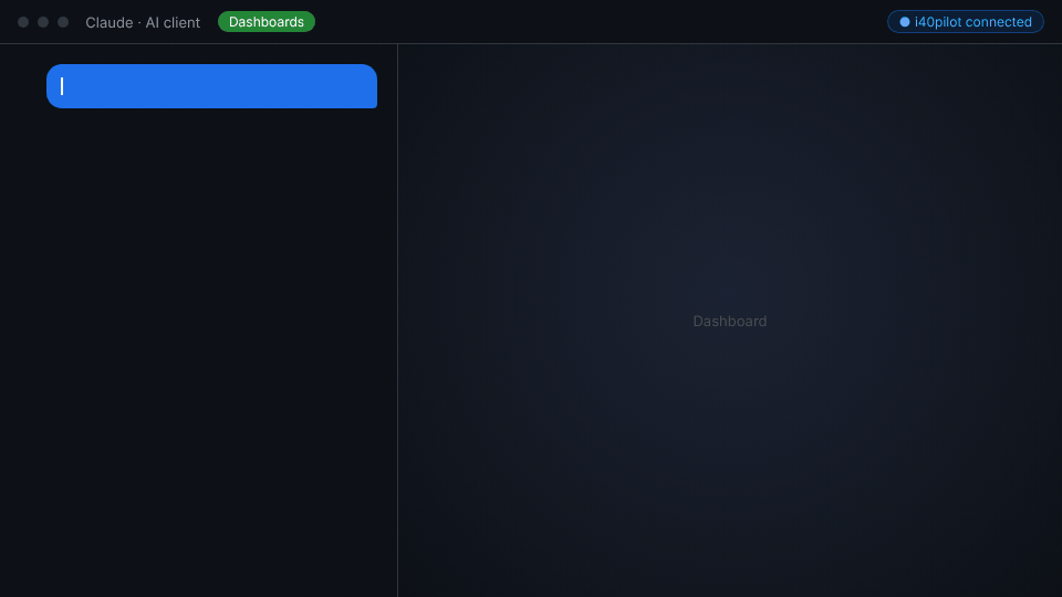 From one AI client: a dashboard, a critical-path schedule and a 99-part 3D assembly through the i40Pilot MCP server