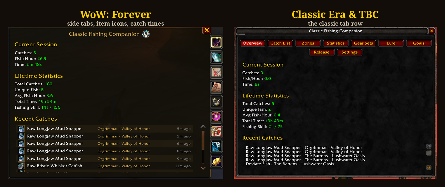 Classic Fishing Companion on WoW: Forever and on Classic Era & TBC