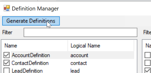 Generate definitions